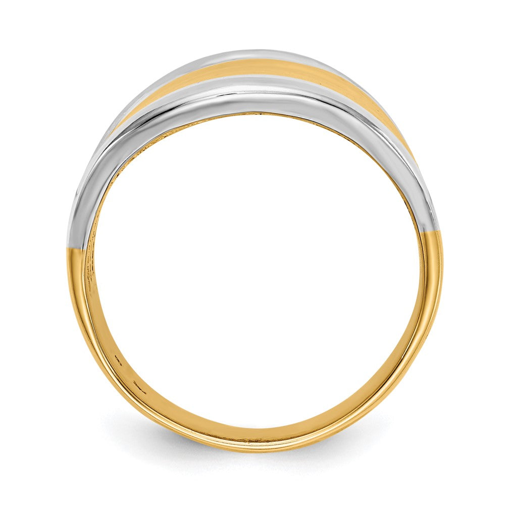 14k Yellow Gold & Rhodium Fancy Dome Ring