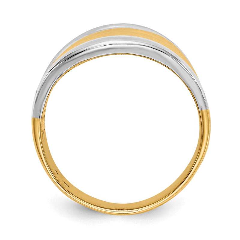 14k Yellow Gold & Rhodium Fancy Dome Ring