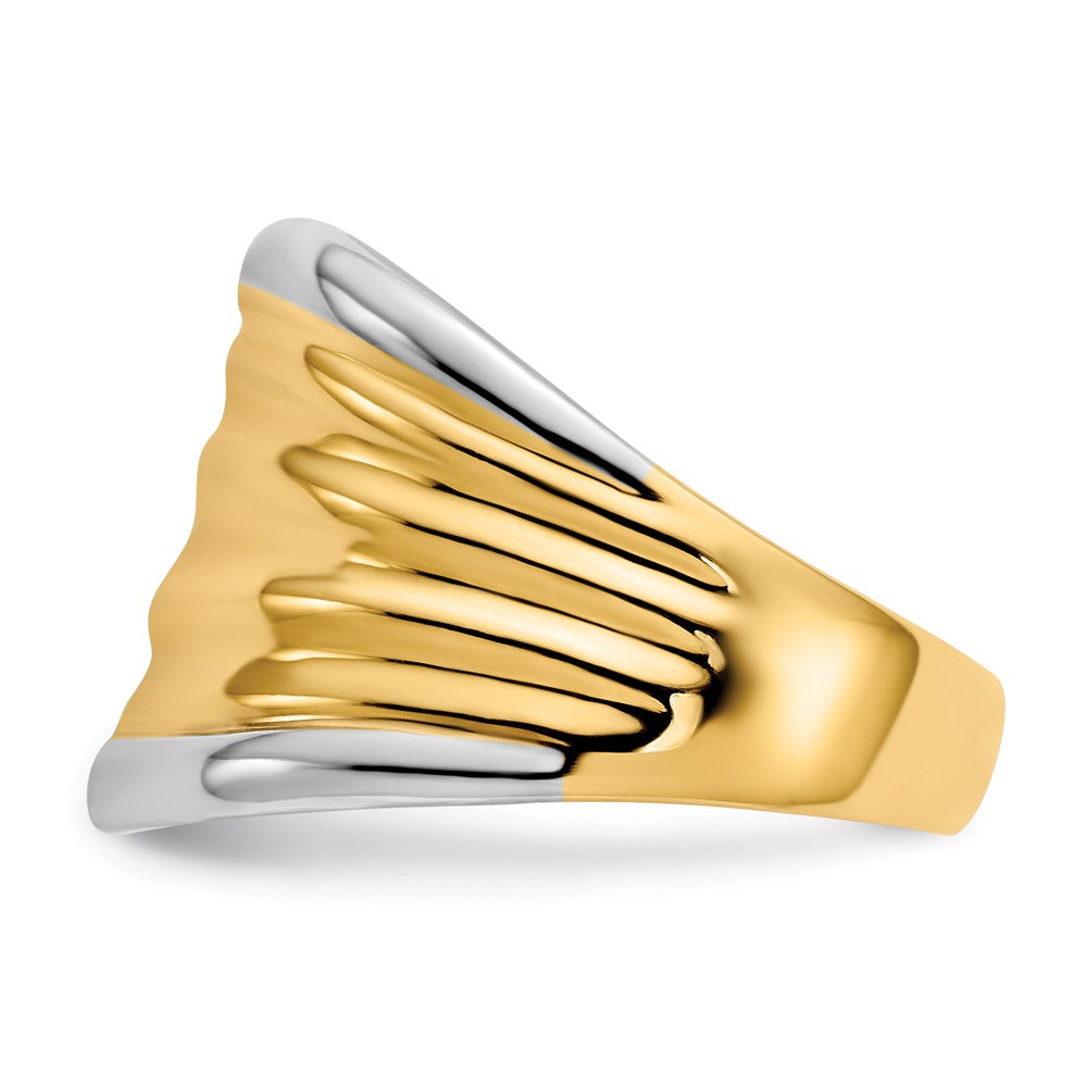 14k Yellow Gold & Rhodium Fancy Dome Ring