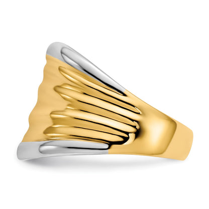14k Yellow Gold & Rhodium Fancy Dome Ring