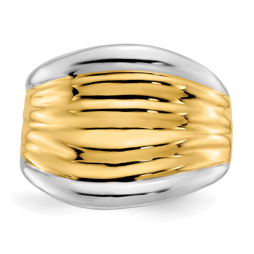 14k Yellow Gold & Rhodium Fancy Dome Ring