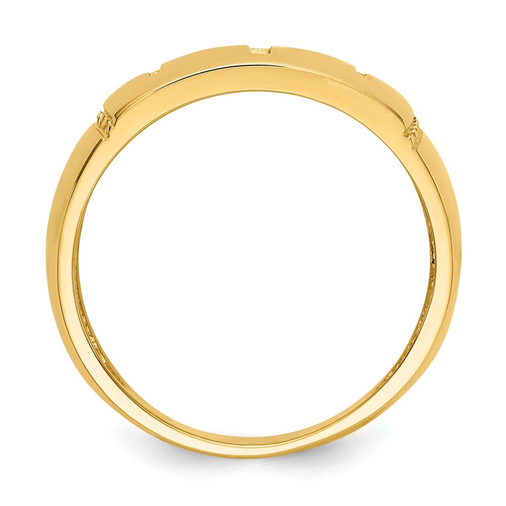 14K Yellow Gold Polished & Rhodium Cut-out 3 Cross Ring