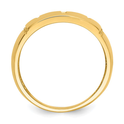 14K Yellow Gold Polished & Rhodium Cut-out 3 Cross Ring