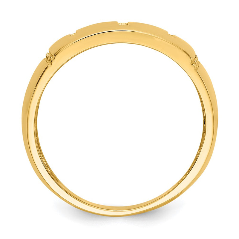 14K Yellow Gold Polished & Rhodium Cut-out 3 Cross Ring
