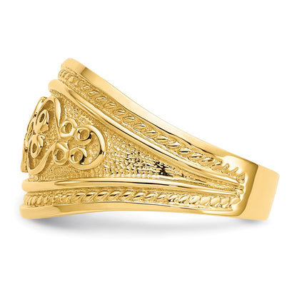 14K Yellow Gold Polished Scroll Ring