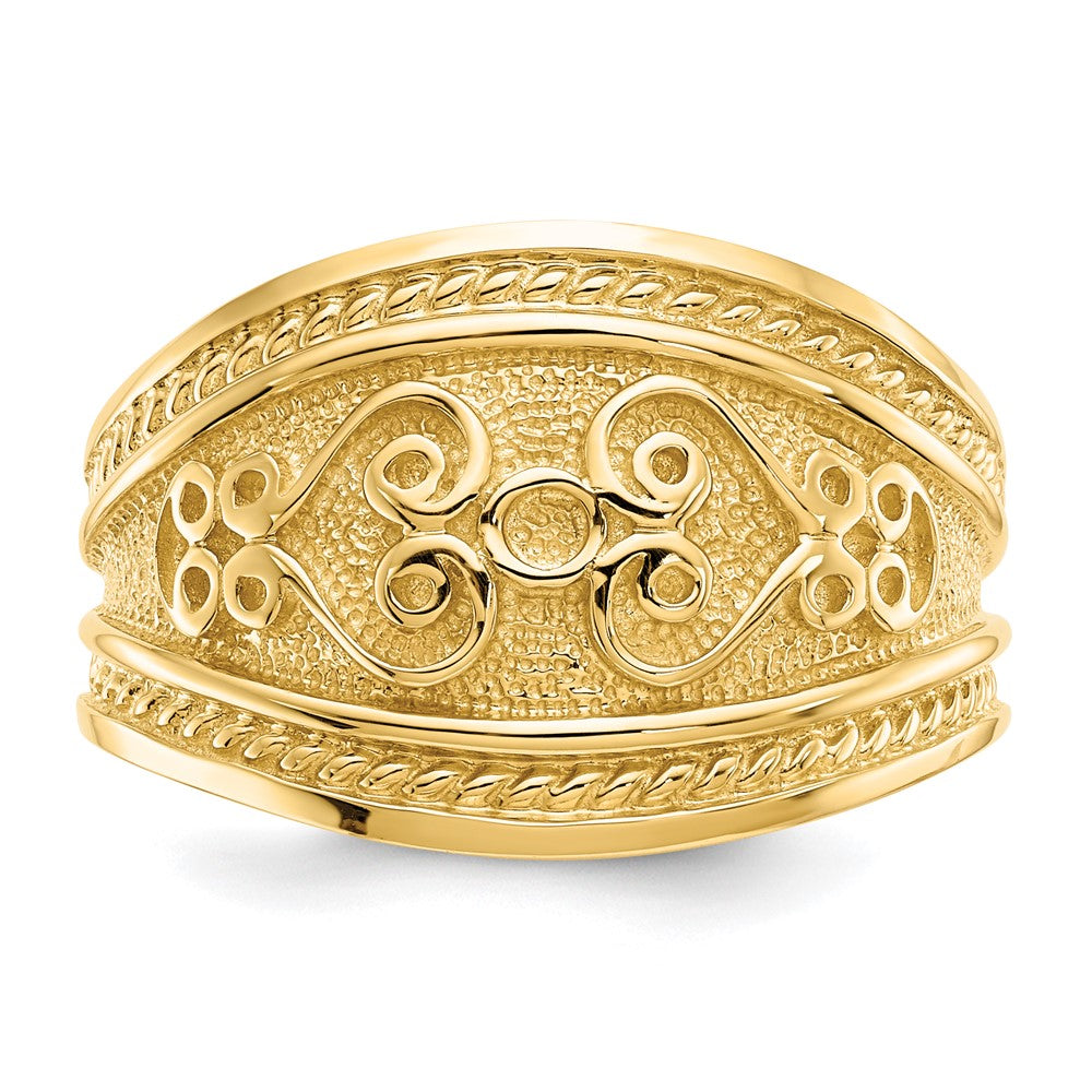 14K Yellow Gold Polished Scroll Ring