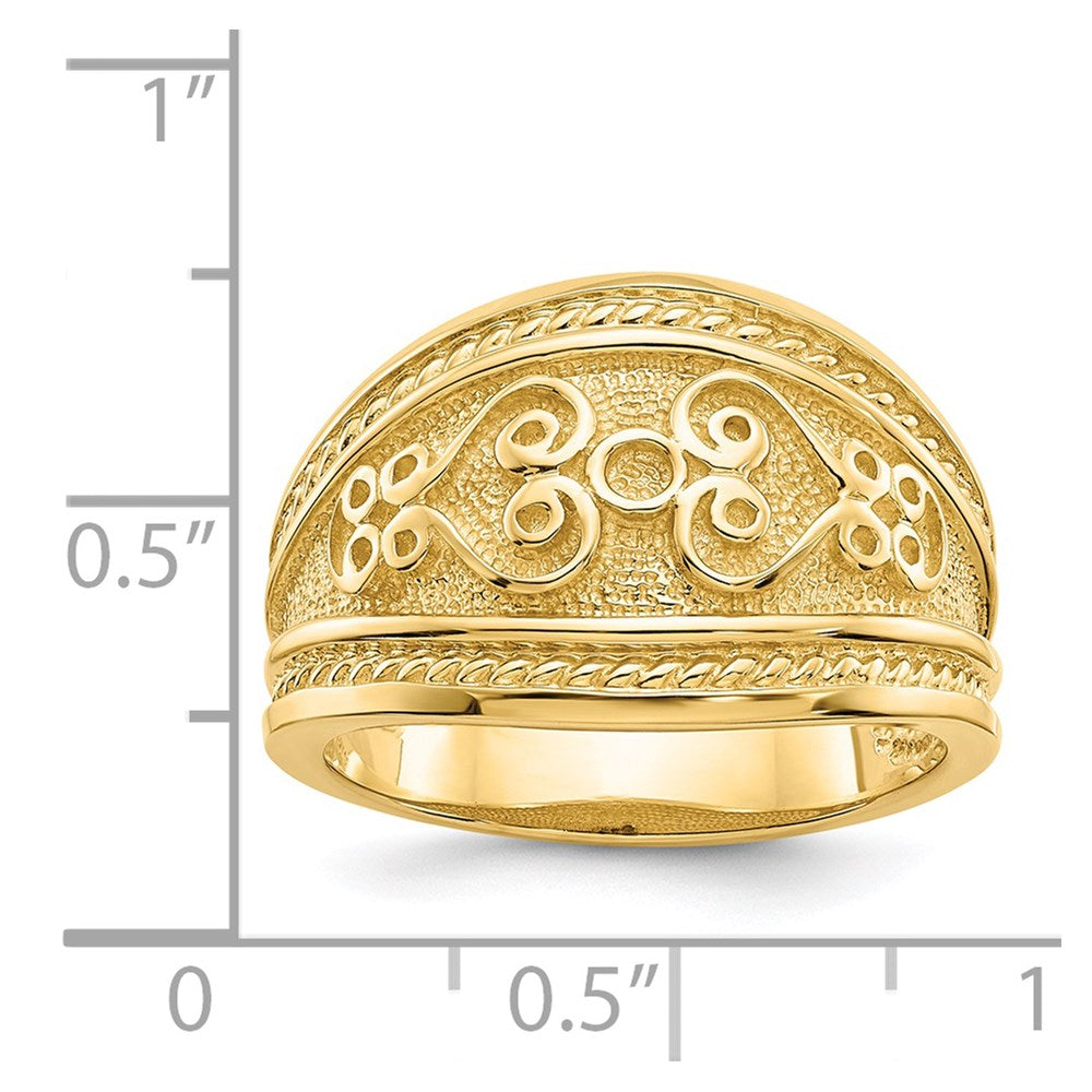 14K Yellow Gold Polished Scroll Ring