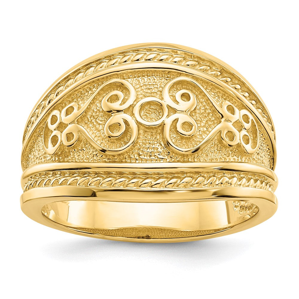 14K Yellow Gold Polished Scroll Ring