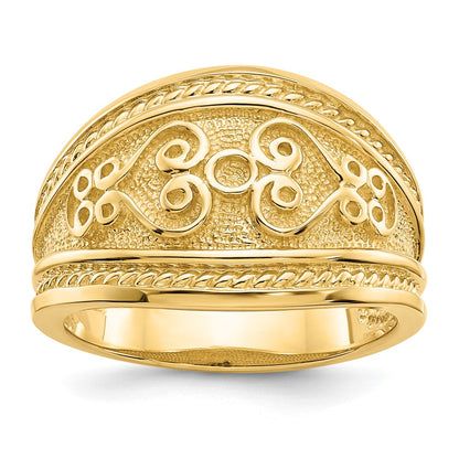 14K Yellow Gold Polished Scroll Ring