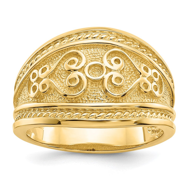 14K Yellow Gold Polished Scroll Ring