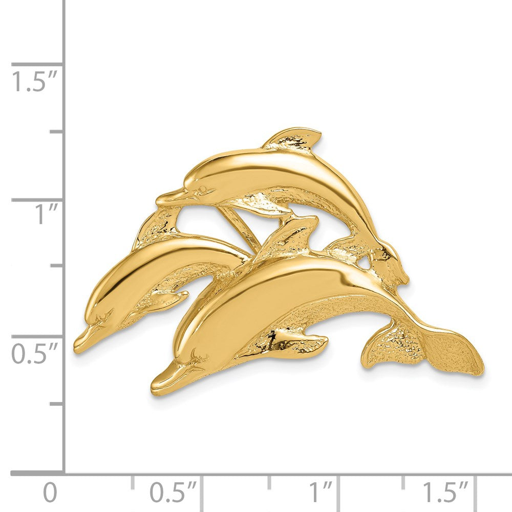 14k Yellow Gold Triple Dolphin Fits 5mm/8mm Slide