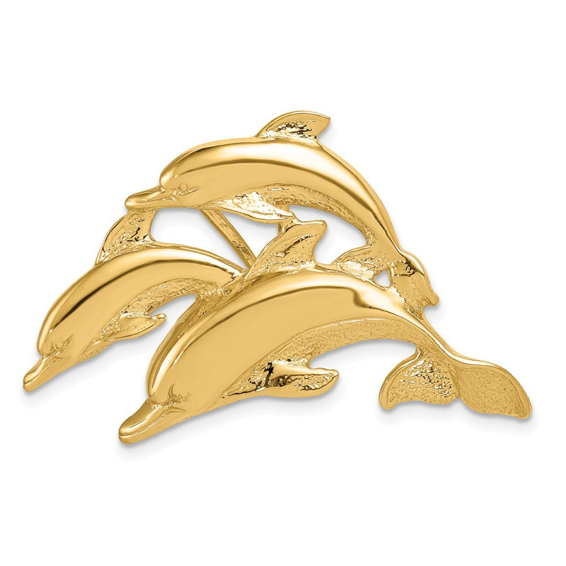 14k Yellow Gold Triple Dolphin Fits 5mm/8mm Slide