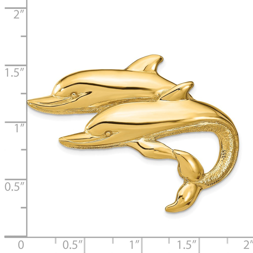 14k Yellow Gold Double Dolphins Slide