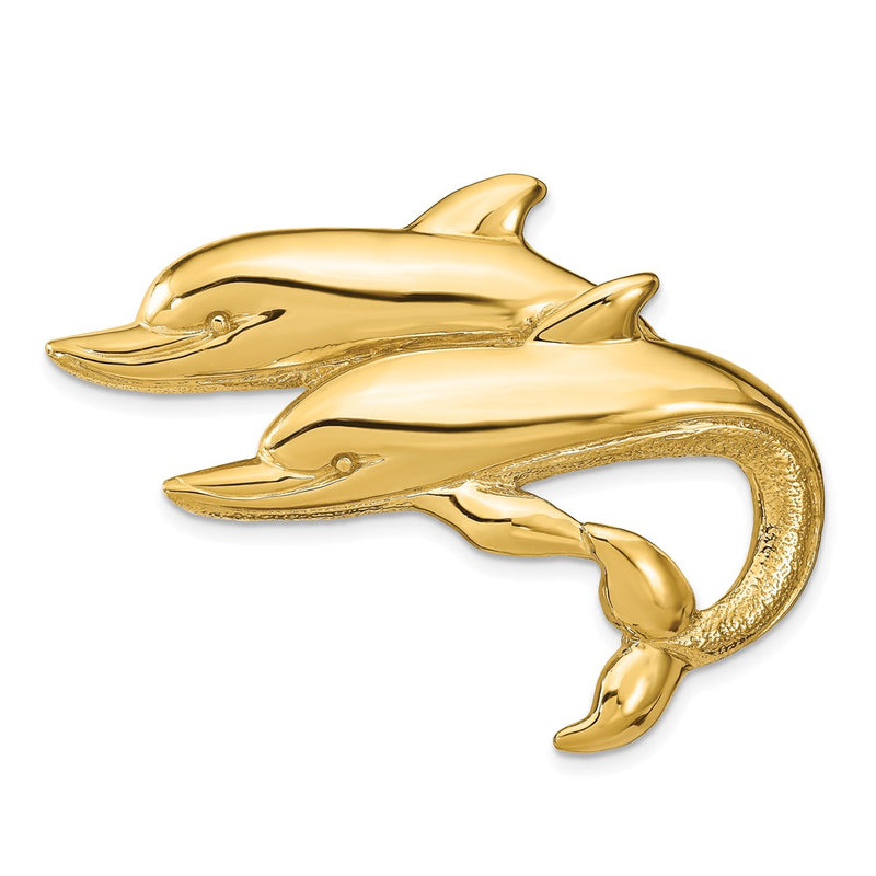 14k Yellow Gold Double Dolphins Slide