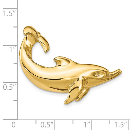 14k Yellow Gold Dolphin with Tail Up Slide