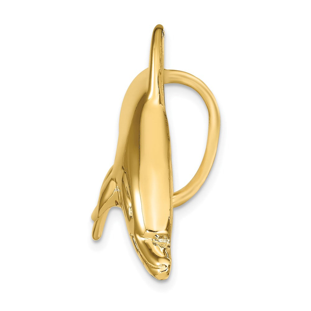 14k Yellow Gold Swimming Dolphin Slide