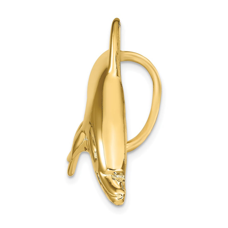 14k Yellow Gold Swimming Dolphin Slide