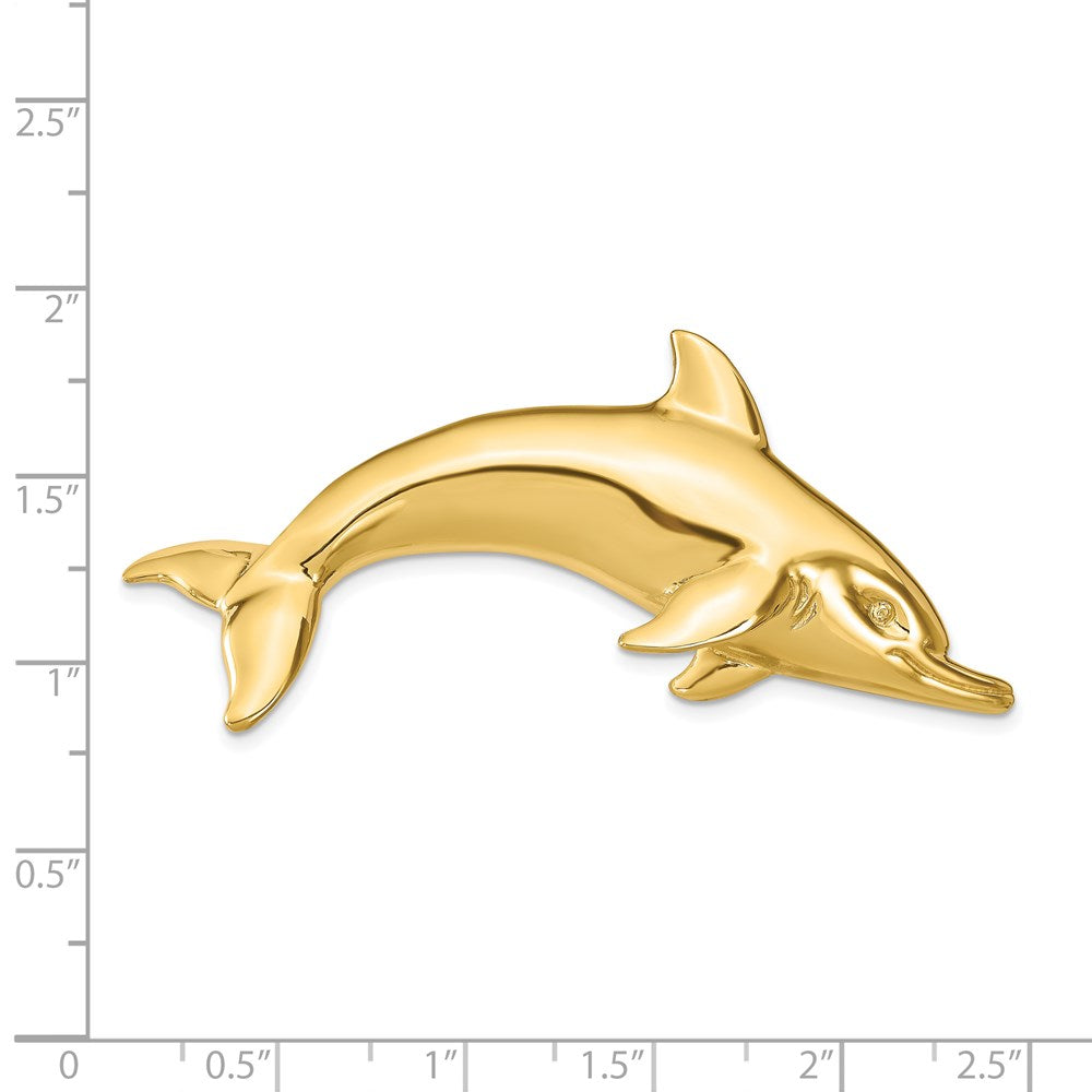 14k Yellow Gold Swimming Dolphin Slide