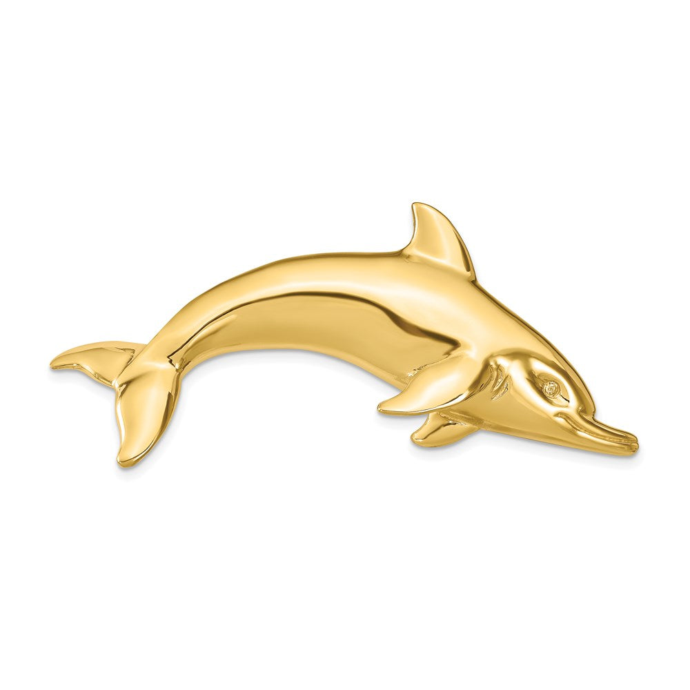 14k Yellow Gold Swimming Dolphin Slide