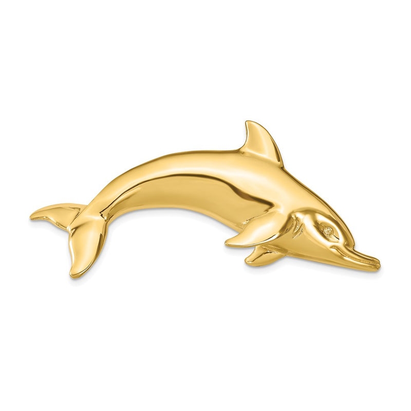 14k Yellow Gold Swimming Dolphin Slide