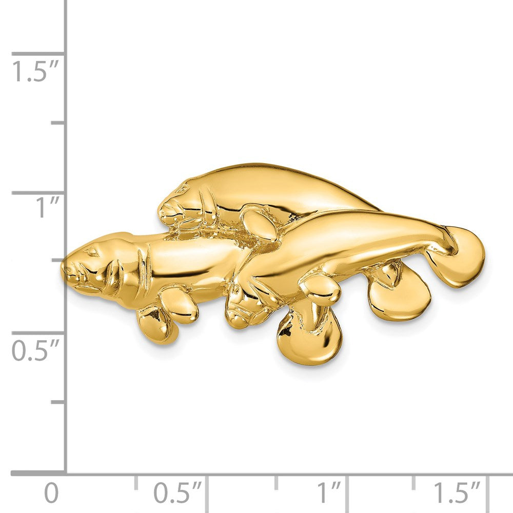14k Yellow Gold Triple Manatee Slide