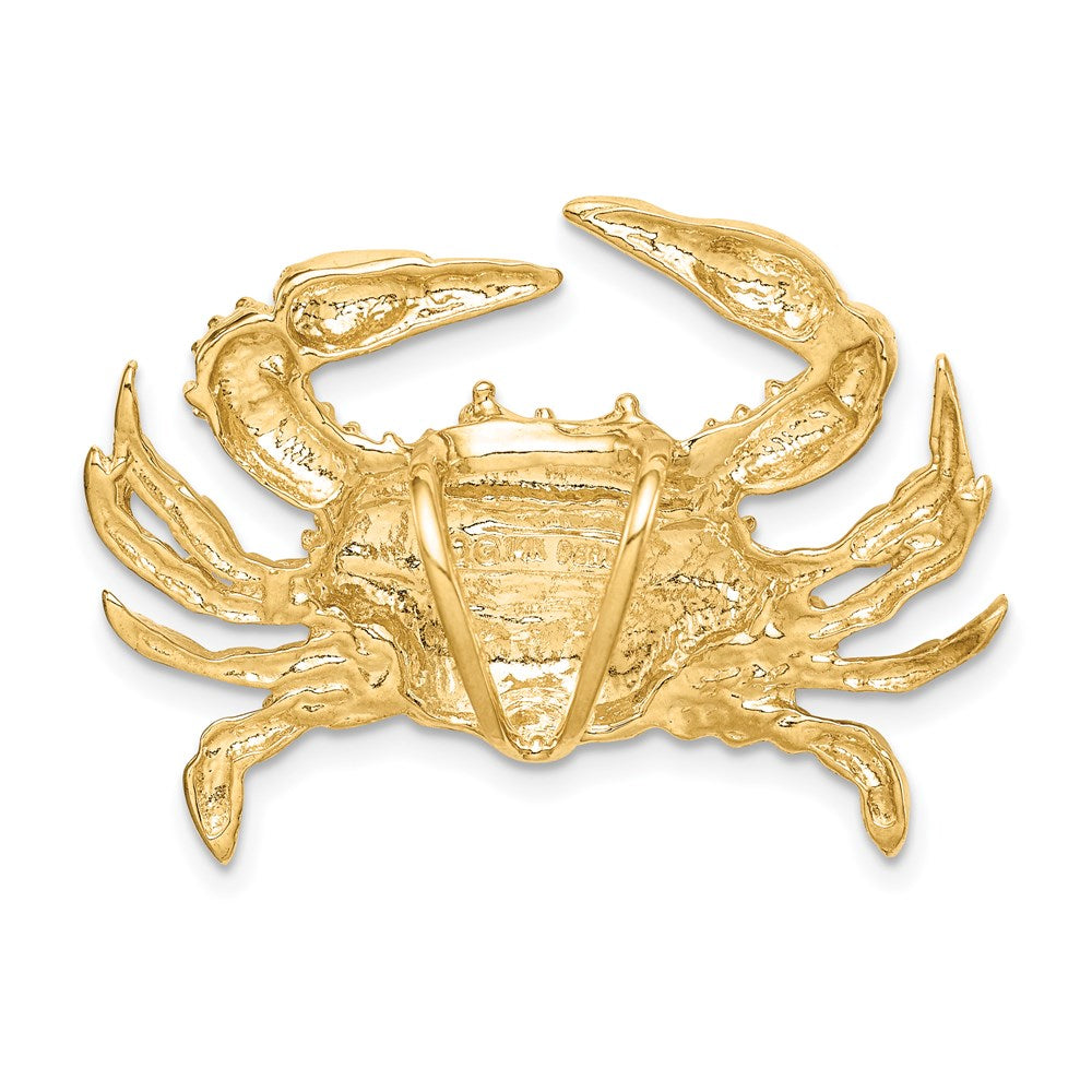 14k Yellow Gold Blue Crab Slide