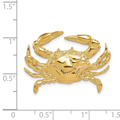 14k Yellow Gold Blue Crab Slide