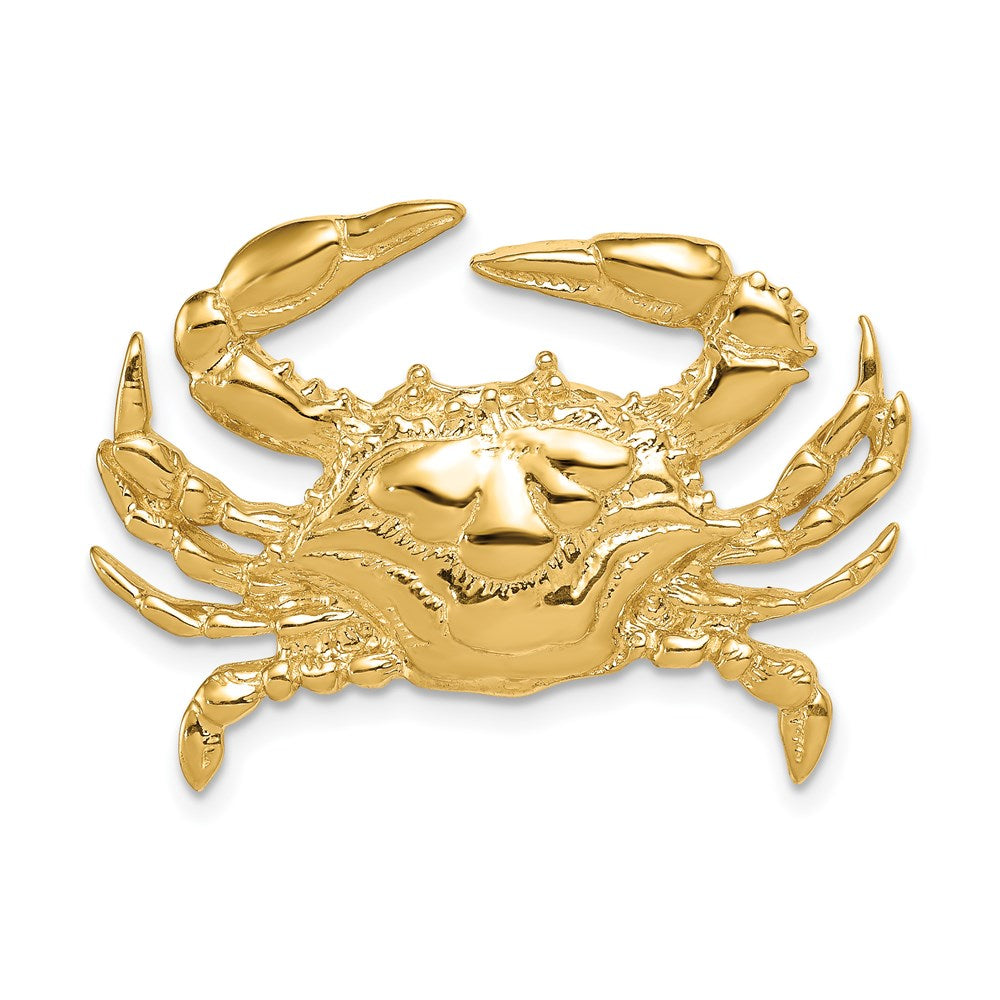 14k Yellow Gold Blue Crab Slide
