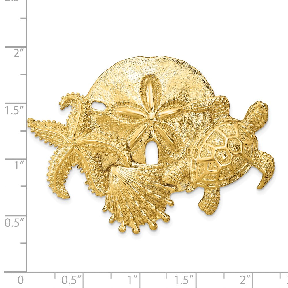 14k Yellow Gold Sea Life Cluster Slide