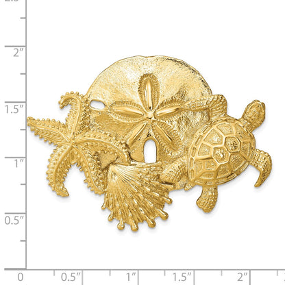 14k Yellow Gold Sea Life Cluster Slide