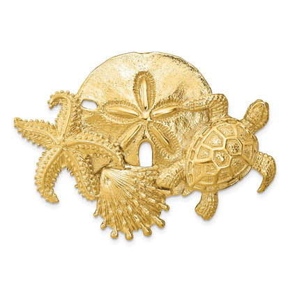 14k Yellow Gold Sea Life Cluster Slide