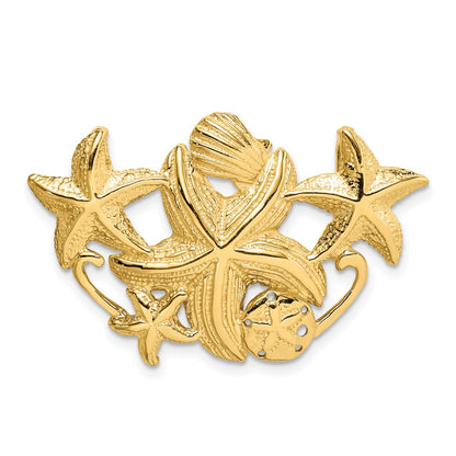14k Yellow Gold Starfish Cluster Slide