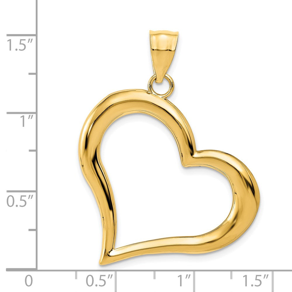 14k Yellow Gold Polished Dangling Heart Pendant