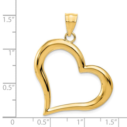 14k Yellow Gold Polished Dangling Heart Pendant