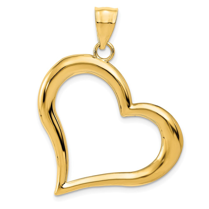 14k Yellow Gold Polished Dangling Heart Pendant