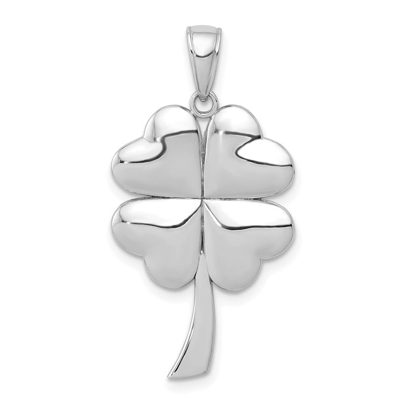 14k White Gold 4-Leaf Clover Pendant
