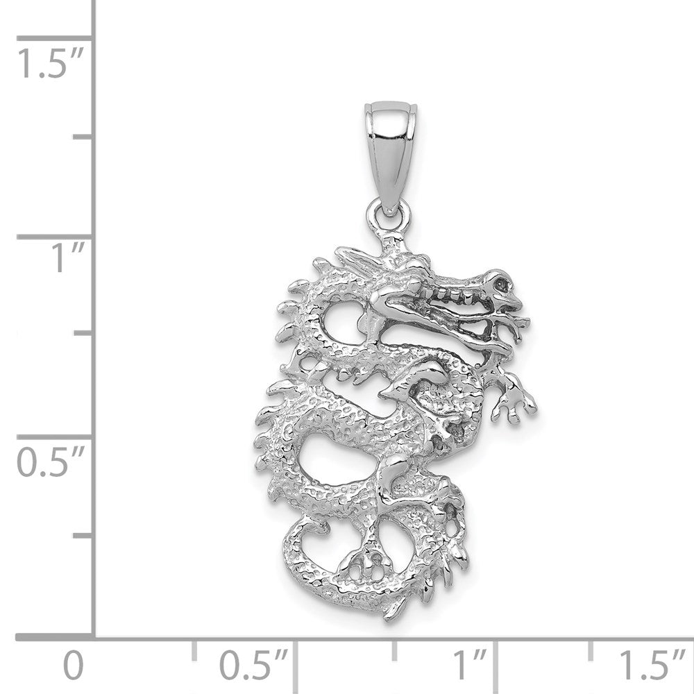 14k White Gold 3-D Dragon Pendant