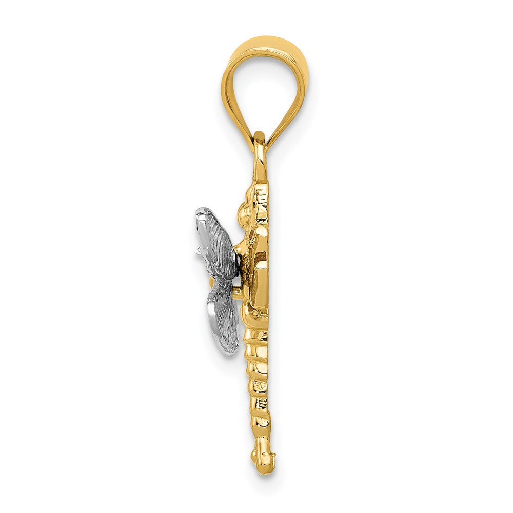 14k Two-tone Gold Dragonfly Pendant