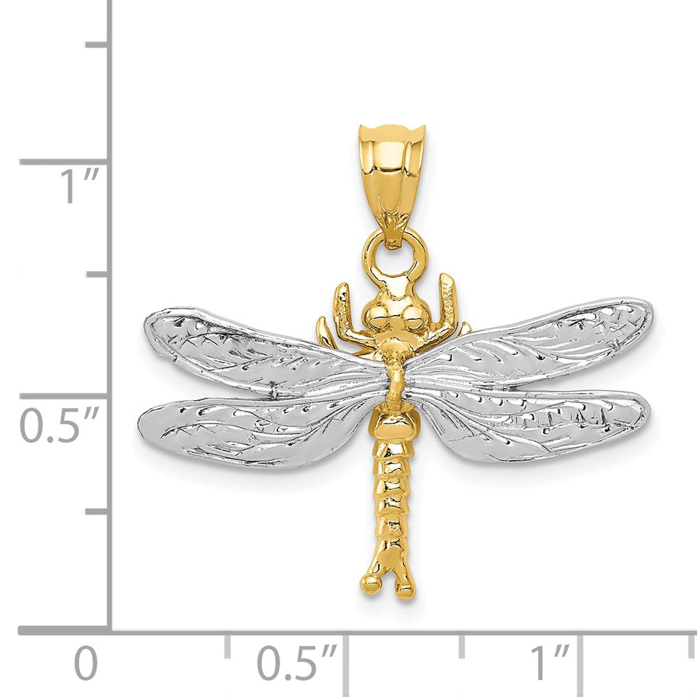 14k Two-tone Gold Dragonfly Pendant