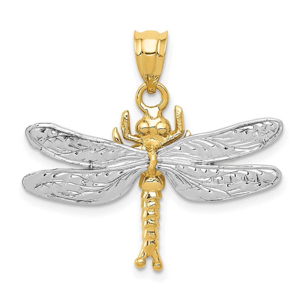 14k Two-tone Gold Dragonfly Pendant