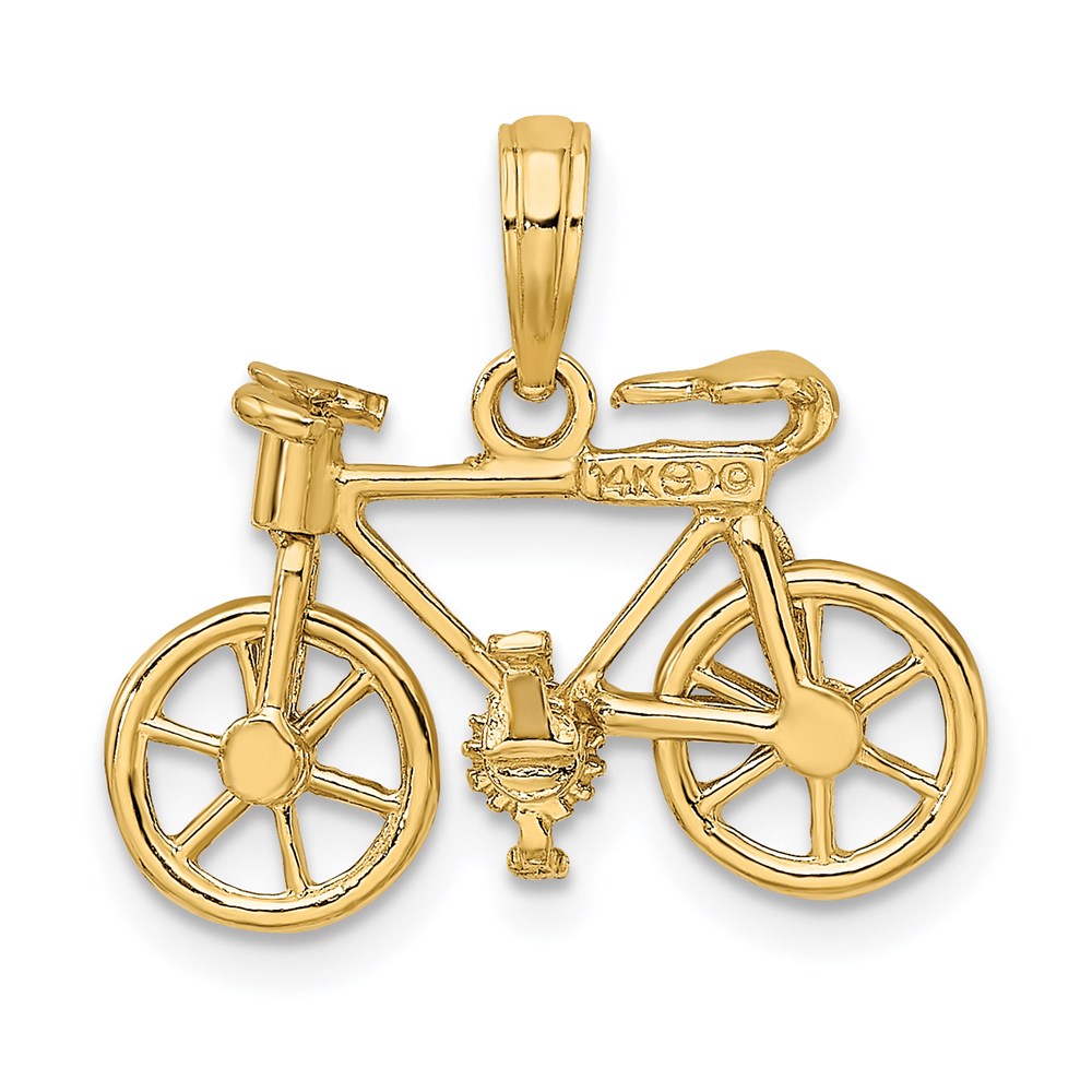 14k Yellow Gold 3-D Moveable Bicycle Charm