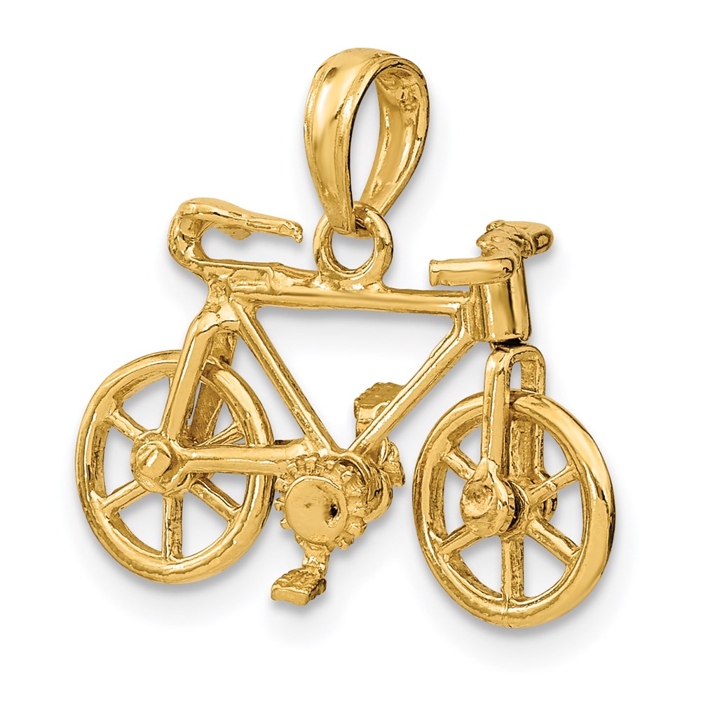 14k Yellow Gold 3-D Moveable Bicycle Charm