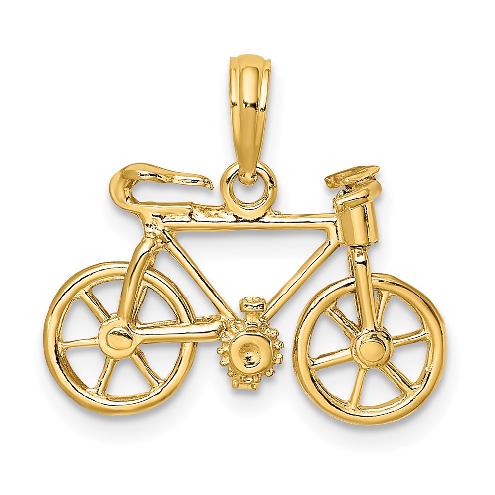 14k Yellow Gold 3-D Moveable Bicycle Charm