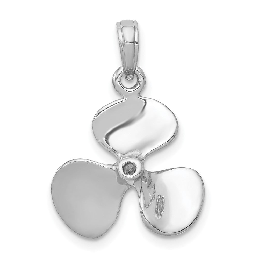 14k White Gold 3-D Three Blade Propeller Pendant