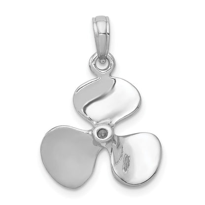 14k White Gold 3-D Three Blade Propeller Pendant