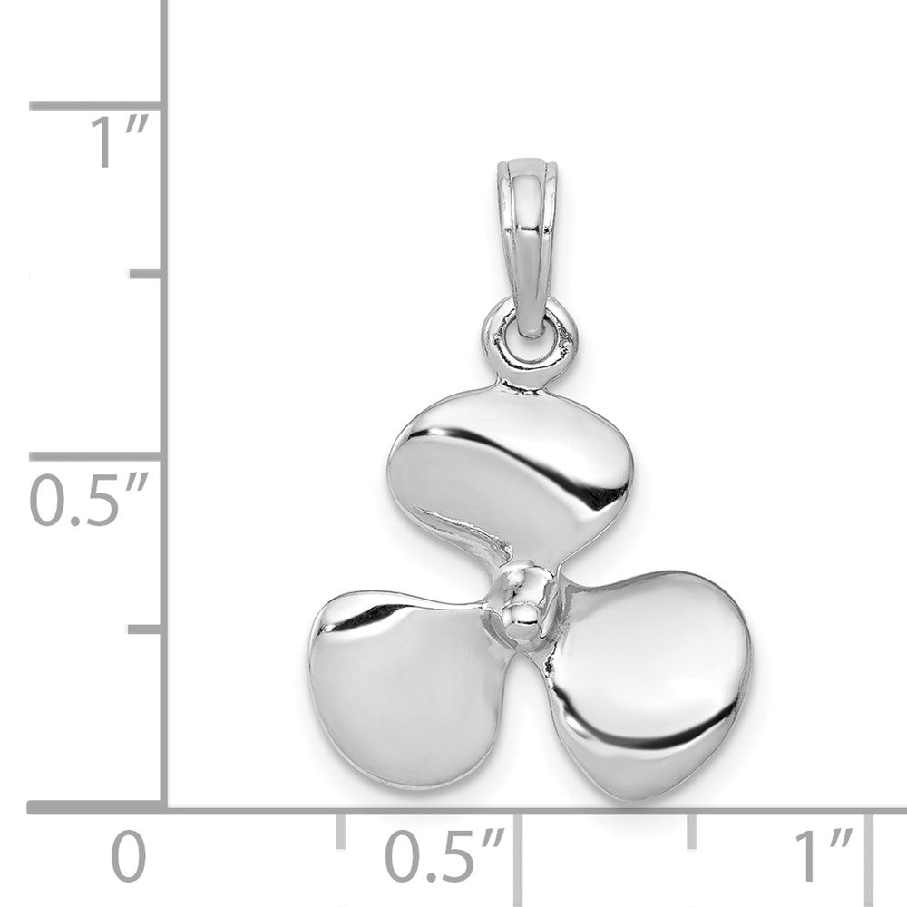 14k White Gold 3-D Three Blade Propeller Pendant