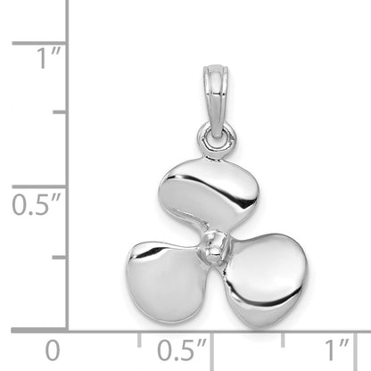14k White Gold 3-D Three Blade Propeller Pendant