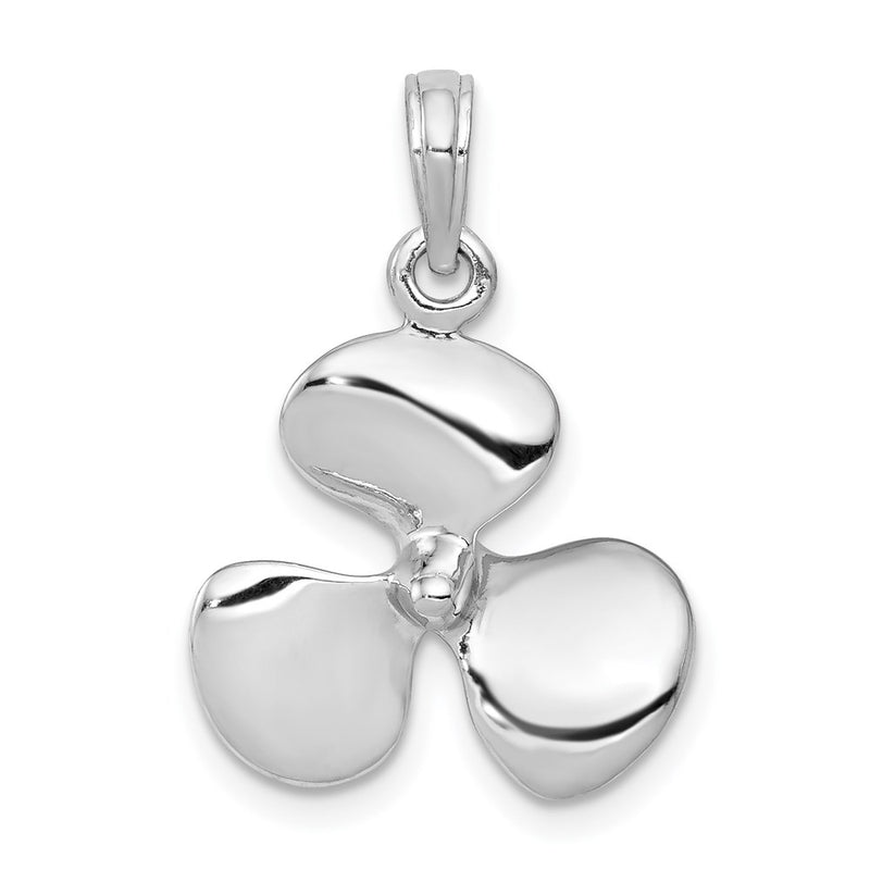 14k White Gold 3-D Three Blade Propeller Pendant