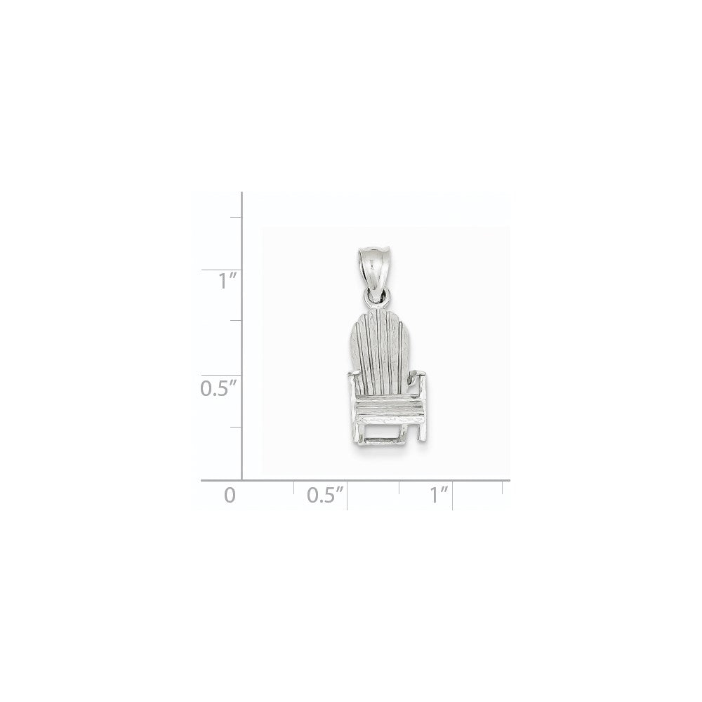 14k White Gold 3-D Adirondack Style Beach Chair Pendant