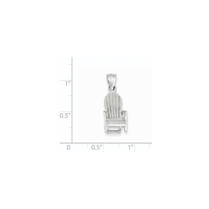 14k White Gold 3-D Adirondack Style Beach Chair Pendant